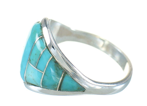 Southwest Turquoise Sterling Silver Jewelry Ring Size 6-1/4 AX87955