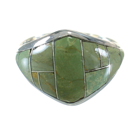 Turquoise Inlay Sterling Silver Ring Size 7-1/4 AX88501