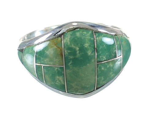 Turquoise Inlay Genuine Sterling Silver Southwestern Ring Size 5-1/2 AX88515