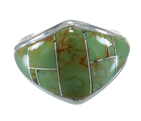 Sterling Silver Southwest Turquoise Inlay Ring Size 7-1/2 AX88525