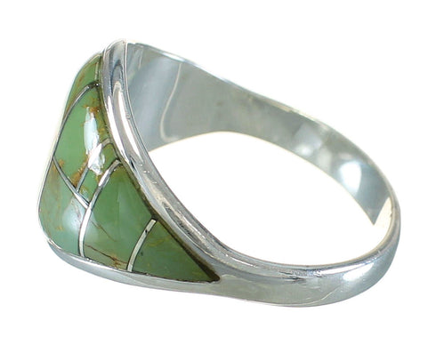 Sterling Silver Southwestern Turquoise Inlay Ring Size 5-1/4 AX88524