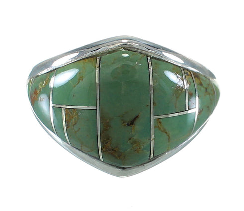 Genuine Sterling Silver Turquoise Inlay Ring Size 8 AX88551