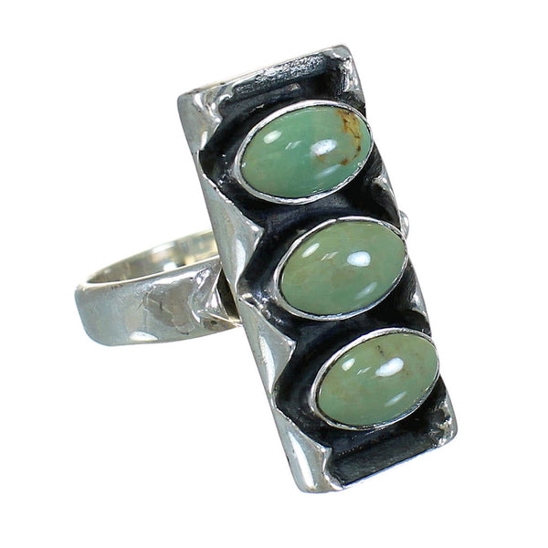 Southwestern Silver And Turquoise Ring Size 7-3/4 FX90372