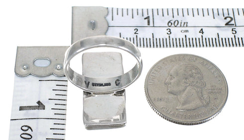 Southwestern Silver And Turquoise Ring Size 7-3/4 FX90372