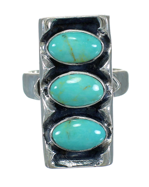 Southwest Silver And Turquoise Jewelry Ring Size 4-3/4 FX90392