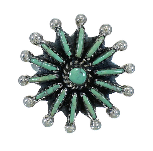 Sterling Silver Turquoise Needlepoint Ring Size 8 FX90403