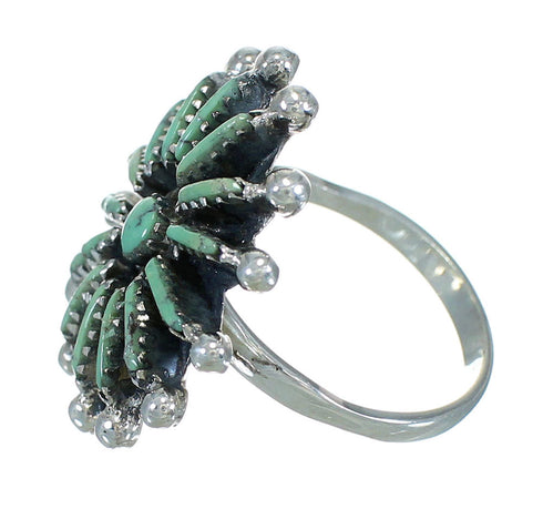 Sterling Silver Turquoise Needlepoint Ring Size 8 FX90403
