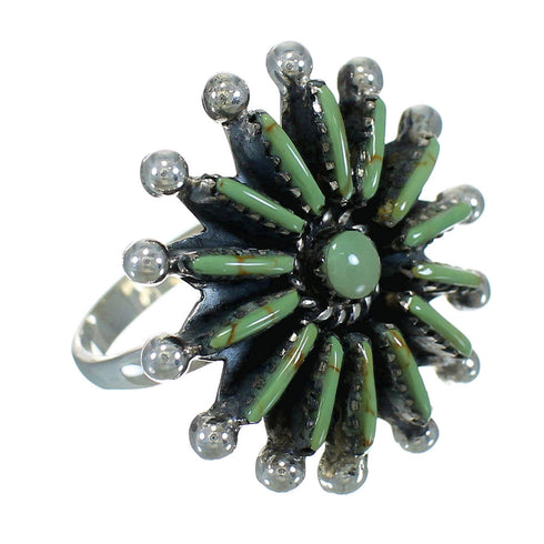 Turquoise Needlepoint Sterling Silver Ring Size 6 FX90404