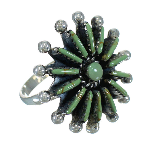 Turquoise Needlepoint Sterling Silver Ring Size 6 FX90404