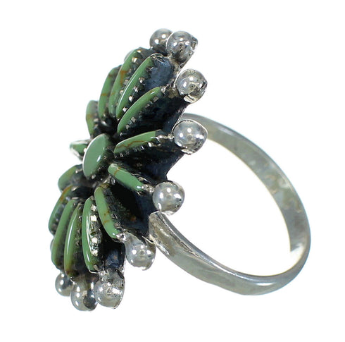 Turquoise Needlepoint Sterling Silver Ring Size 6 FX90404