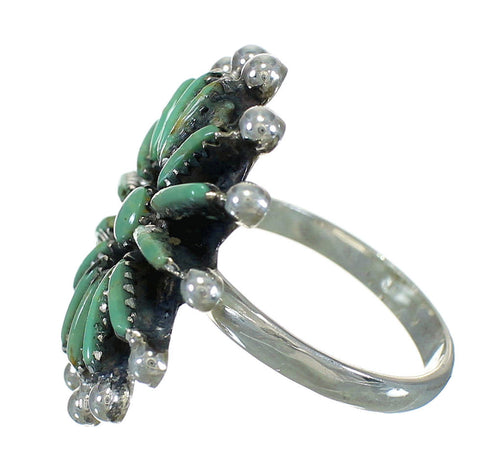 Turquoise Needlepoint Sterling Silver Ring Size 8 FX90410
