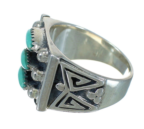 Genuine Sterling Silver Turquoise Needlepoint Water Wave Ring Size 4-3/4 FX90412