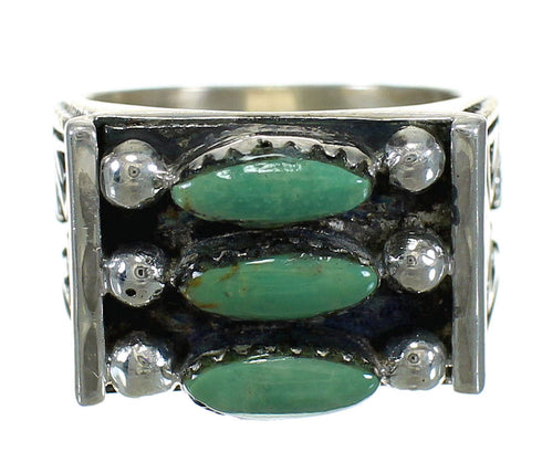 Authentic Sterling Silver Turquoise Needlepoint Water Wave Ring Size 8-1/4 FX90425