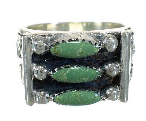 Genuine Sterling Silver Turquoise Needlepoint Water Wave Ring Size 4-3/4 FX90504