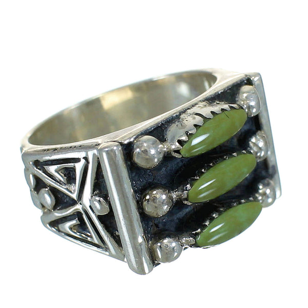 Genuine Sterling Silver Turquoise Needlepoint Water Wave Ring Size 5-3/4 FX90516