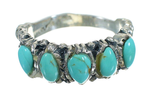 Sterling Silver Southwestern Turquoise Ring Size 6-3/4 FX90566