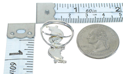 Turquoise Needlepoint Silver Southwest Ring Size 7 AX89244