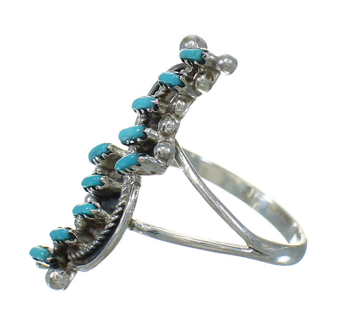 Southwest Turquoise Needlepoint Silver Ring Size 5-1/2 AX89253