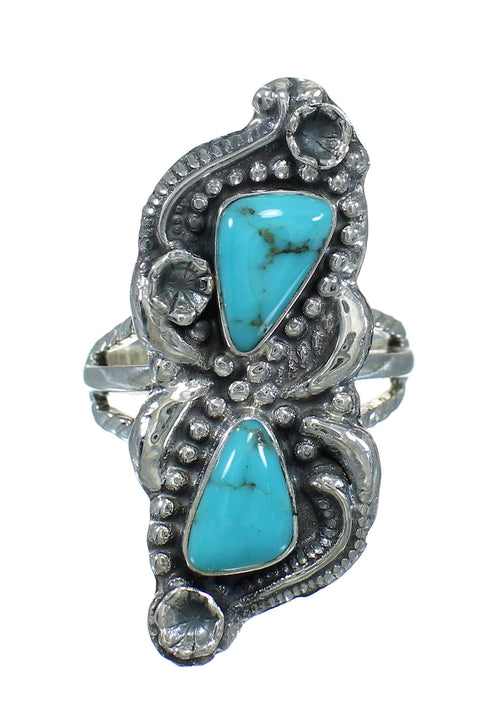 Turquoise Authentic Sterling Silver Ring Size 6-1/2 AX89263