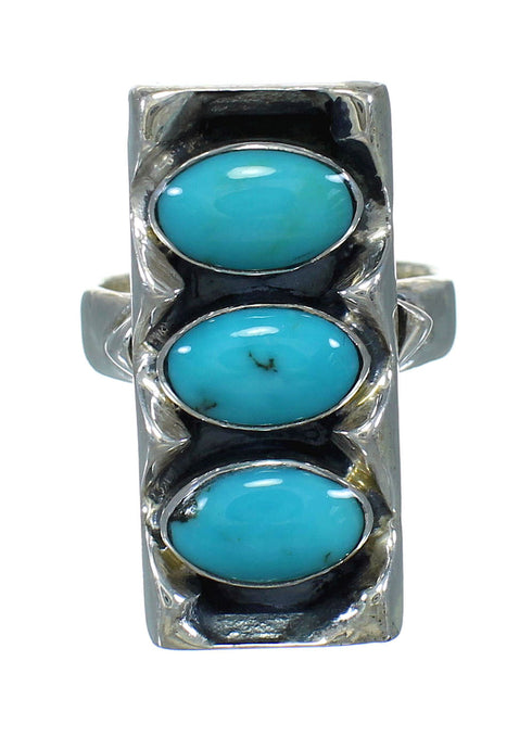 Southwest Genuine Sterling Silver Turquoise Ring Size 7-1/4 AX89278