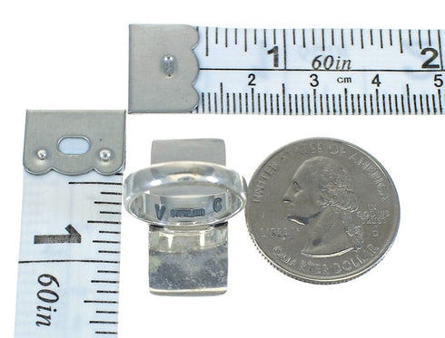 Southwest Genuine Sterling Silver Turquoise Ring Size 7-1/4 AX89278