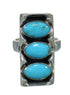 Turquoise Authentic Sterling Silver Jewelry Southwestern Ring Size 6-3/4 AX89285