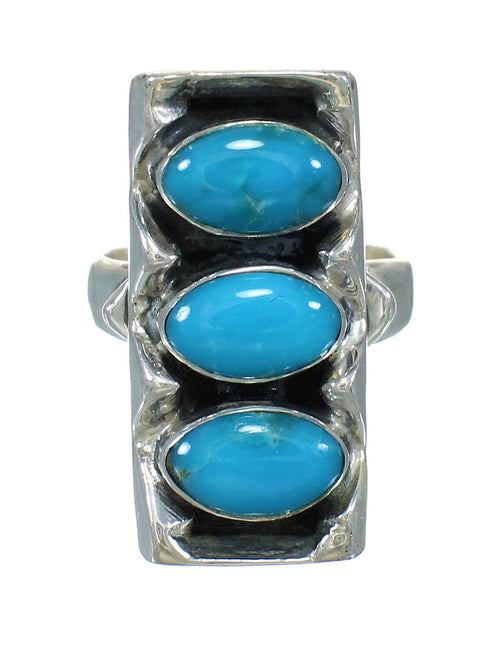 Turquoise Jewelry Southwestern Genuine Sterling Silver Ring Size 4-3/4 AX89294