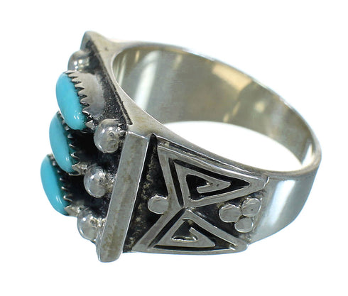 Silver Water Wave Turquoise Needlepoint Ring Size 5-3/4 AX89307