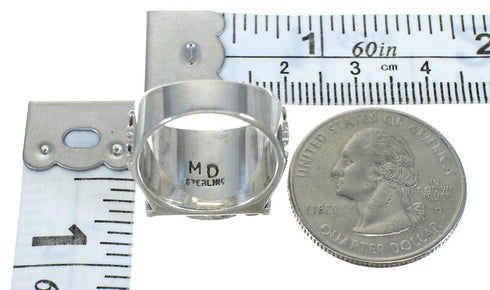 Turquoise Needlepoint Silver Water Wave Ring Size 7-3/4 AX89312