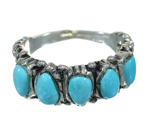 Turquoise Southwestern Jewelry Sterling Silver Ring Size 7-1/2 AX89322