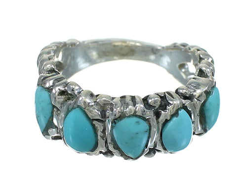 Southwest Turquoise Jewelry Genuine Sterling Silver Ring Size 6-3/4 AX89329