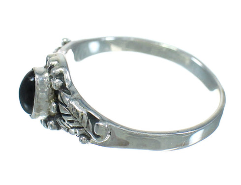 Silver And Jet Southwestern Ring Size 6-1/2 YX92355