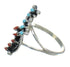 Authentic Sterling Silver Turquoise And Coral Needlepoint Ring Size 5-1/4 FX91948