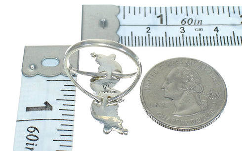 Genuine Sterling Silver Turquoise And Coral Needlepoint Ring Size 5-1/2 FX91949