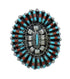 Authentic Sterling Silver Turquoise And Coral Needlepoint Ring Size 5-3/4 FX91956