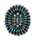 Authentic Sterling Silver Turquoise And Coral Needlepoint Ring Size 5-1/4 FX91964