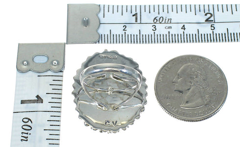 Genuine Sterling Silver Turquoise And Coral Needlepoint Ring Size 5-3/4 FX91965