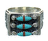 Genuine Sterling Silver Turquoise And Coral Needlepoint Ring Size 5-3/4 FX91978