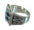 Turquoise And Coral Needlepoint Sterling Silver Ring Size 4-3/4 FX91987