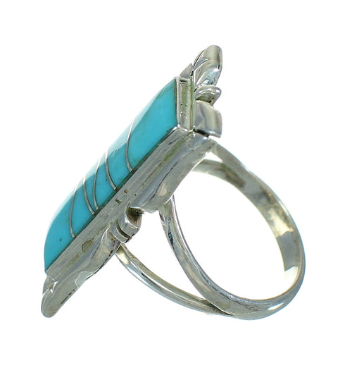 Turquoise Inlay Sterling Silver Ring Size 5-3/4 AX92032