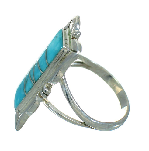 Southwest Turquoise Sterling Silver Ring Size 6-3/4 AX92044