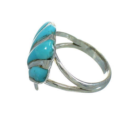 Turquoise Inlay Sterling Silver Seashell Ring Size 6 AX92061
