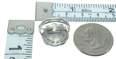 Turquoise Inlay Sterling Silver Seashell Jewelry Ring Size 5-1/4 AX92075