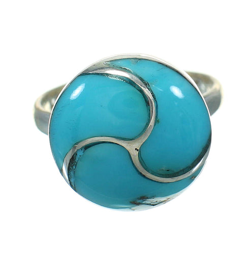 Authentic Sterling Silver Turquoise Ring Size 5-3/4 AX92095