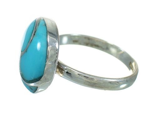 Authentic Sterling Silver Turquoise Ring Size 5-3/4 AX92095