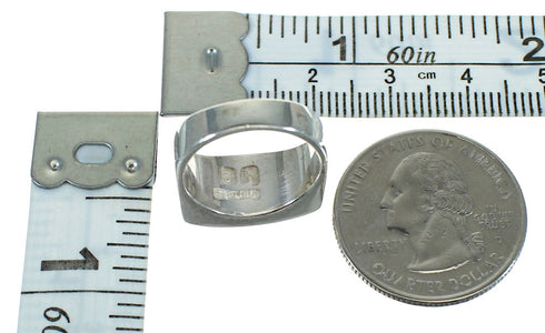 Silver Turquoise Inlay Ring Size 4-1/2 AX92159