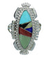 Multicolor Inlay Authentic Sterling Silver Southwestern Ring Size 7-3/4 RX86783
