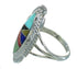 Multicolor Inlay Genuine Sterling Silver Ring Size 4-3/4 RX86796