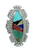 Multicolor Inlay Genuine Sterling Silver Southwestern Ring Size 7-1/4 RX86811