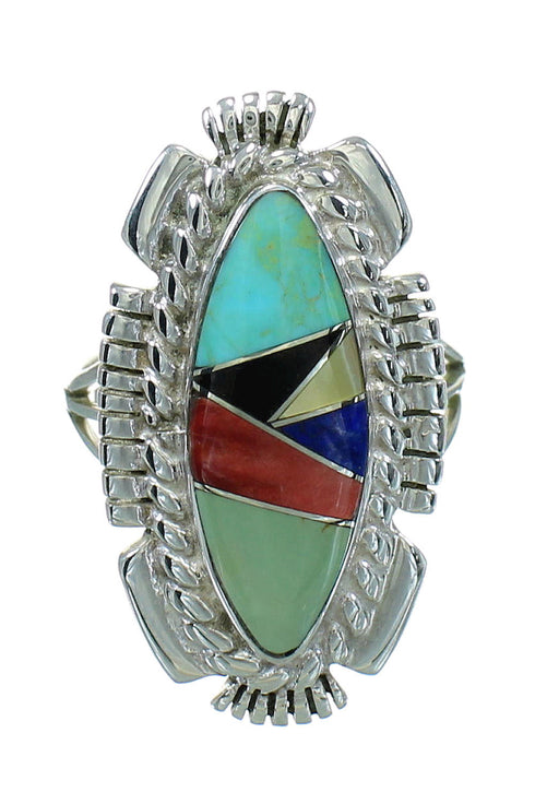 Multicolor Inlay And Sterling Silver Southwest Jewelry Ring Size 5 RX86812